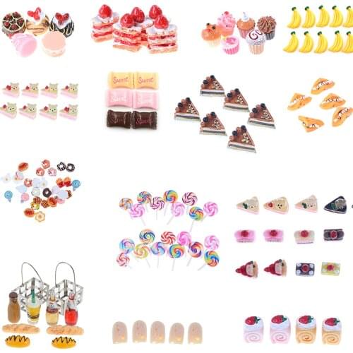5Pcs Artificial Fake Miniature Bakery Cake Bread Food Fruit Banana DollHouse Kitchen Toy Craft DIY Embellishment Accessories