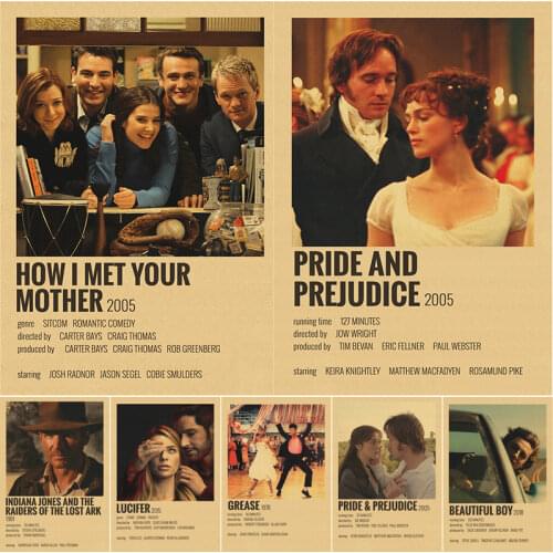 Classic Movie TV Show Vintage Posters Grease Lucifer Modern Family Kraft Paper Sticker DIY Room Bar Cafe Decor Art Wall Painting