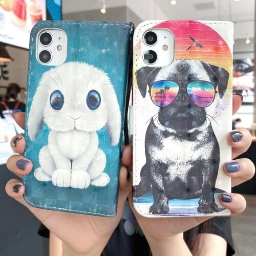 Leather Wallet Cover for iphone 7 7 Plus 8 8 Plus X XS XR XS Max 11 11Pro 11 Pro Max SE 2020 Painted Protect Phone Case