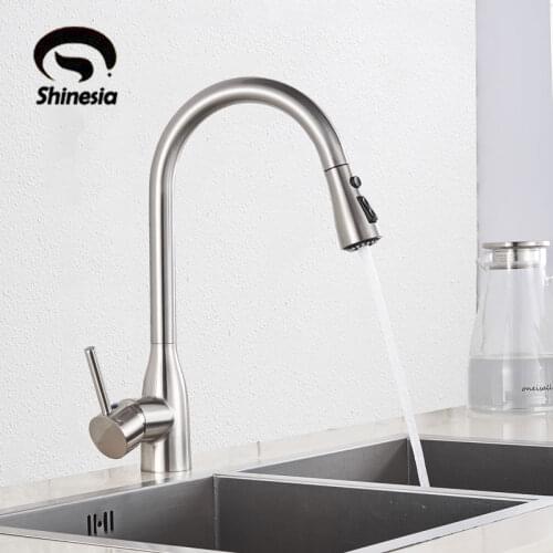 Brushed Nickle Kitchen Faucet Pull Out Sprayer Swivel Spout Mixer Tap Sink Faucet 360 Rotation Kitchen Faucets