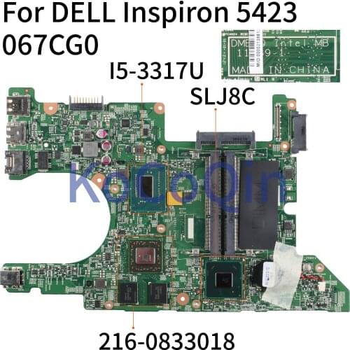 KoCoQin Laptop motherboard For DELL Inspiron 14Z 5423 I5-3317U Mainboard CN-067CG0 067CG0 11289-1 216-0833018