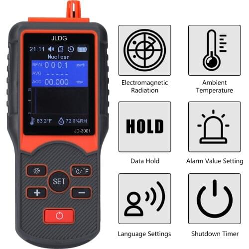 JD-3001 Geiger Counter and Electromagnetic Radiation Detector Temperature&Humidity Measurement Device with Data Export Function
