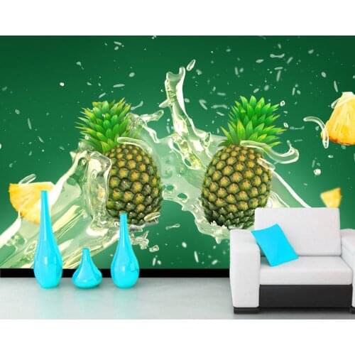 Papel de parede Pineapples Water Spray fruit Food wallpaper,living room TV backdrop kitchen KTV bar restaurant coffee shop mural