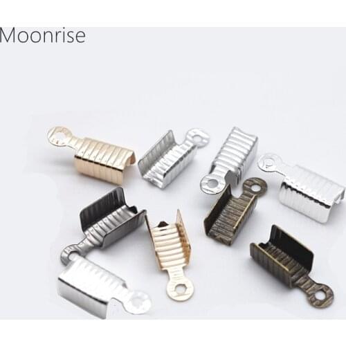 5mm Gold/Rhodium Crimp End Caps & Clasps Cord or Ribbon Connect Clasps Diy Jewelry Findings Accessories 100PCS HK099