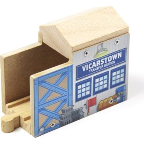P122 Freeshipping Wooden track garage tunnel magnetic wooden train locomotive station for wood and electric car