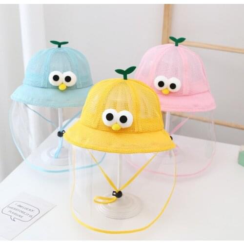 2021 summer new cute children bucket hat summer outdoor sunscreen men and women baby big eyes mesh breathable fisherman hat