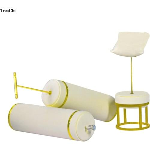 Metal Earring Jewelry Display Stand Counter ShowCase Beige Microfiber Diamond Ring Necklace Pendant Jewelry Organizer Stand