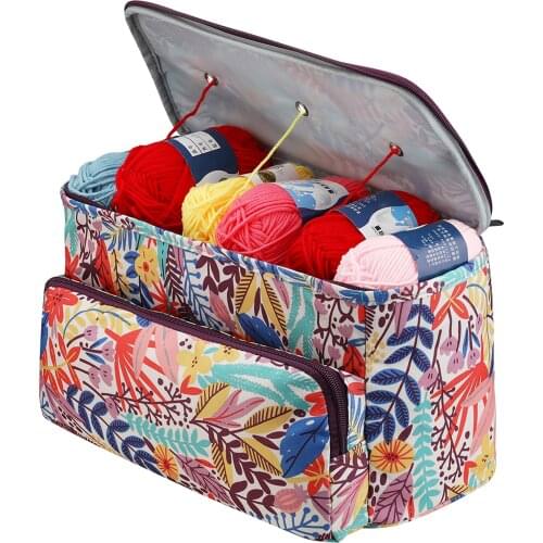 Protable Yarn Storage Bag Knitting Tote Organizer Zipper Crochet Hook Storage