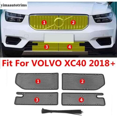 Car Front Grille For VOLVO XC40 2018 - 2021 Middle Insert Net Insect Screening Mesh Cover Trim Protection Accessories Exterior