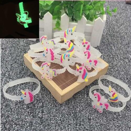 10pcs Unicorn Party Rubber Glowing Bracelet Birthday Party Decorations Kids Baby Shower Rainbow Unicornio Party Favors Supplies