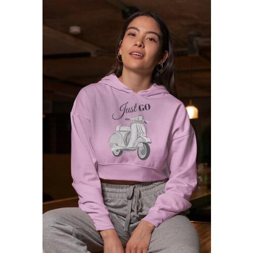 Angemiel Wear Just Go Vespa Pink Short Hooded Sweatshirt