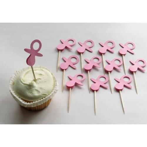 Pink girl Pacifier baby shower cupcake toppers wedding fruit Picks party decorations