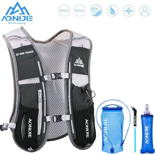 AONIJIE 5L Hydration Backpack Rucksack Bag Vest Harness with 1.5L Water Bladder 500ml Soft flask Hiking Camping Running Marathon