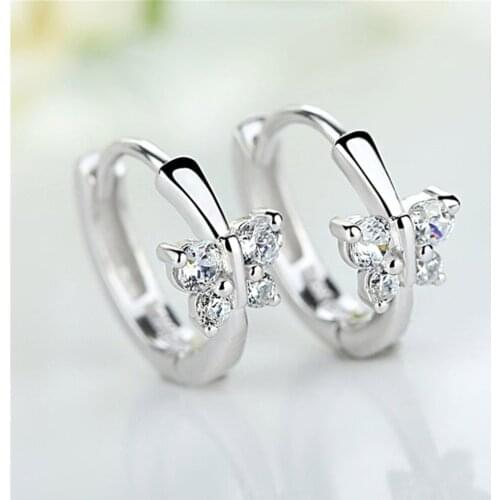 SHQIYAYI 925 Silver Small Round Hoop Earrings for Women Shiny Zirconia Simple Stylish Daily Wearable Earring Fashion Jewelry 046