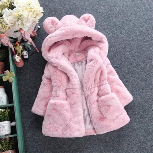 Cute Kids Girls Winter Thick Hooded Parka Warm Velvet Jacket Clothes for Children Toddler
