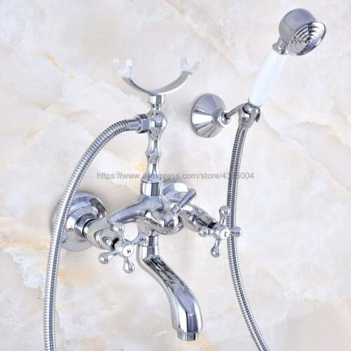 Bathtub Faucets Wall Mounted Polished Chrome Bathtub Faucet With Hand Shower Bathroom Bath Shower Faucets Nna765