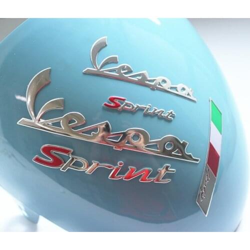 Motorcycle Decals Stickers 3d Stereo Logo Graphics Kit Silver Color For Vespa Sprint