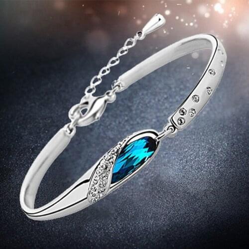Fashion Bangle Bracelet Gift New Fashion Women Ocean Blue Crystal Rhinestone For Women Jewelry Gift