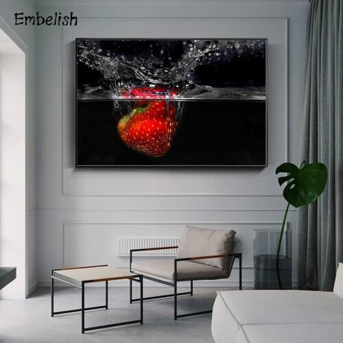 Embelish 1 Pieces Strawberry Fruits Modern Home Kitchen Decor Wall Large Posters For Living Room HD Spray On Canvas Oil Painting
