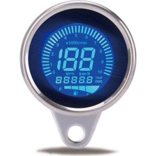 Universal Trip Odometer Tachometer 10000RPM Speedometer Fuel Level Display 12V with 7 Color Backlight for Motorcycle Scooter