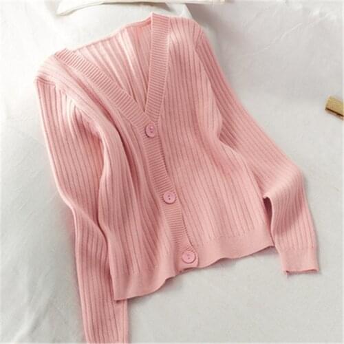 Knit cardigan crop top open stitch Sweater coat loose Solid color Women sweater short autumn 2020 womens clothing cardigan Tops
