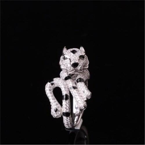 Xa343 Luxury Designer Fashion 925 Sterling Silver wedding party Jewelry Zirconia European style Double headed leopard db