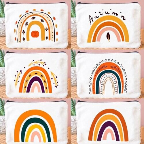 Rainbow Print Women Makeup Bags Travel Toiletries Organizer Female Storage Cosmetic Cases Female Beauty Pouch Thanksgiving Gifts