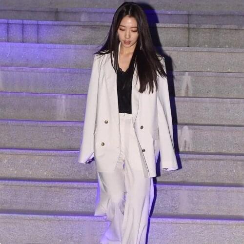 White blazer Ladies suit Summer trousers 2 piece set Business interview work clothes office Womens clothing Fashionable tempera