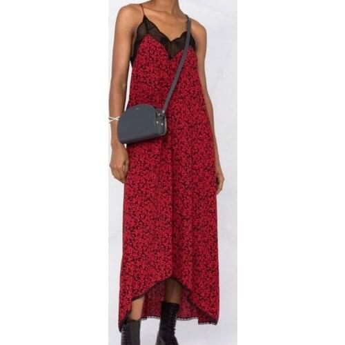 2021 Silk Lace Trim Sexy Summer Dress Black Sling Dress