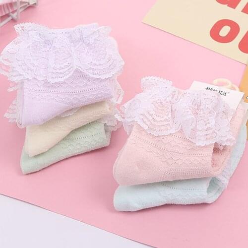 10 Pairs/lot Baby Girl Socks Kids Socks Laces Sock Mesh Toddler Socks Ruffle Socks Sequins White Socks Girls Popsocket Cute