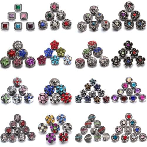 10pcs/lot New 12MM Snap Jewelry Rhinestone Mini Metal Snap Buttons fit 12mm Snap Bracelet Bangle Earrings Necklaces
