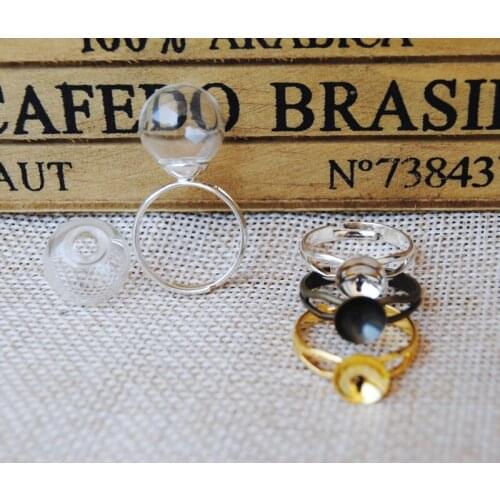 100sets/lot 14mm glass ball glass globe with ring findings set glass bottle vial pendant handmade jewelry supplies