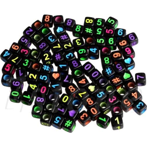 100PCS DIY Random Alphabet/Letter Acrylic Cube Spacer Loose Beads Jewelry Making 24BE