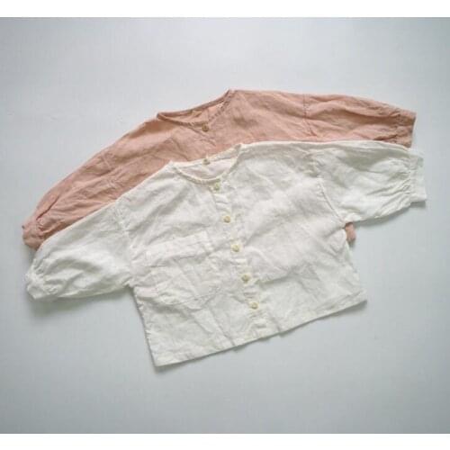 2020 New Arrival Girls Boys Coat Summer Cotton Linen Fashion Kids Jacket 2-7 Years QA149