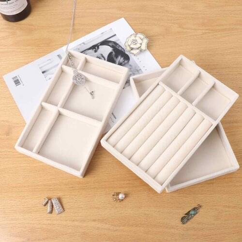 3PCS Jewelry Ring Display Organizer Case Tray Holder Set Necklace Earrings Bangle Storage Box Showcase Flannel Jewelry Stand