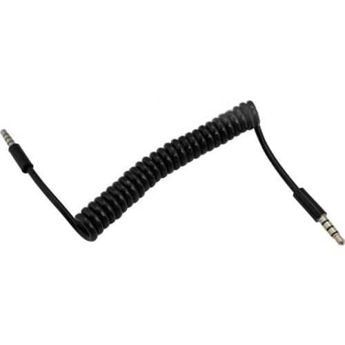 3Ft 1M 3.5mm Male To Male Jack 4 Pole Extension Aux Audio Coiled Spiral Cable