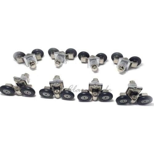 4pcs/8pcs/set double top and Single Bottom Chromed Zinc-Alloy Sliding Shower Cabin Pulleys Wheel Runner Door Rollers