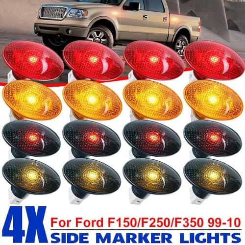 4pcs 12V LED Car Side Marker Light Lens Lamp for Ford F150 F250 F350 F450 F550 1999-2010