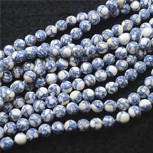 50PCS New China Stypes Tuquoise Stone Round Ball Size 8MM DIY Women Bracelets Making Accessories Wholesale Free Shippings