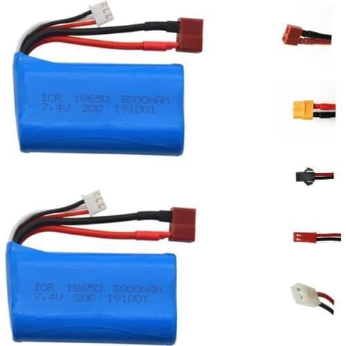 7.4V 3000mAh 18650 lipo battery For Udi U12A Syma S033g Q1 H100 H101 H102 H103 FT009 144001 rc boats car aircraft spare parts
