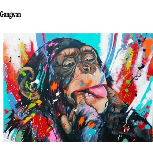 5D Apes DIY Full Square Round Stone Diamond Painting Cross Stitch color Animal Gorill 3D Diamond Embroidery monkey Mosaic Hobby