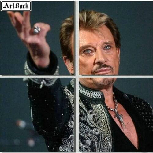 New 4 fights painting johnny hallyday diamond painting french singer 5d full square drill diamond embroidery mosaic