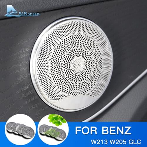 AIRSPEED for Mercedes Benz E Class W213 Accessories Stainless Steel Interior Trim Door Audio Speaker Cover Sticker Decoration