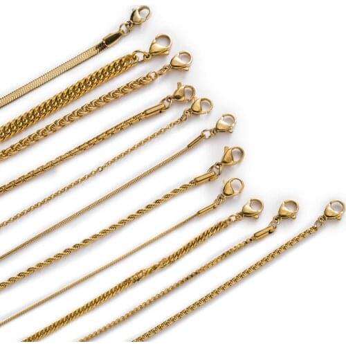 1 Piece Gold Plated Stainless Steel Chain Necklaces Connector Findings Jewelry Making DIY Accessories 50cm