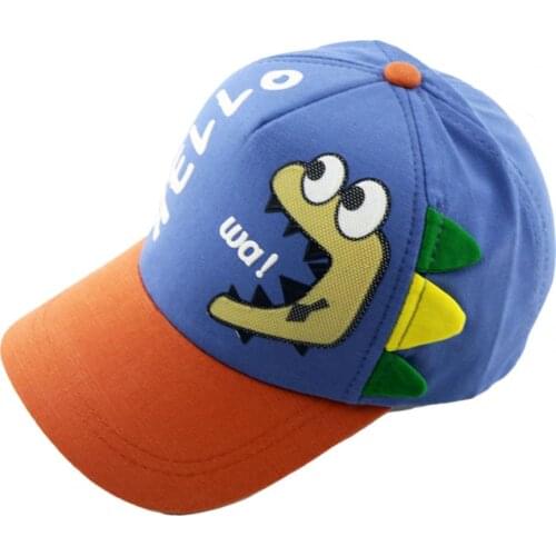 Kid Fitted Hat Dinosaur Print Sun Protective Breathable Comfortable Adjustable Kids Casual Baseball Cap for Daily Life