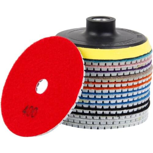15pcs/set Diamond Polishing Pads 4Inch 100mm Wet/Dry Polishing Backer Granite Marble Concrete Stone Grinding Discs Hand Tools