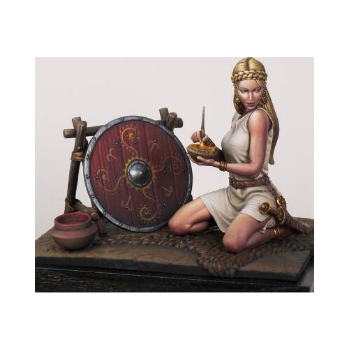 Resin Figure 1/24 70mm ancient woman warrior sit with base Model Unassambled Unpainted Figure Building Kit
