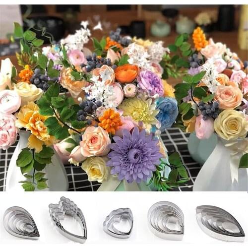 Baking Clay Mold Stainless Steel British Sugar Flower Cutting Die Designer DIY Dahlia Austin Rose Ranunculus Petal Cutter Tools