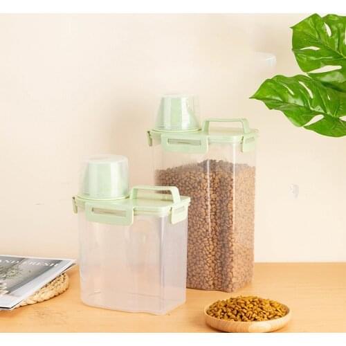 Dog Food Box Cat Feeder Bucket Pet Feed Container Food Storage Barrel Measuring Cup Dogs Bowl Large Capacity Boxes Containers