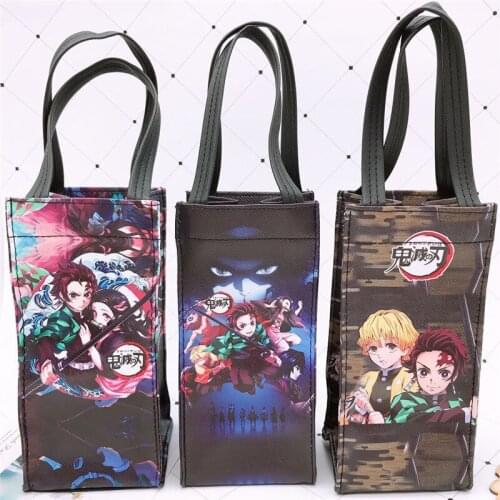 Devils Blade Cartoon PU Water Cup Cover Demon Slayer Kimetsu No Yaiba Child Kids Kettle Thermos Umbrella Storage Top-Handle Bag
